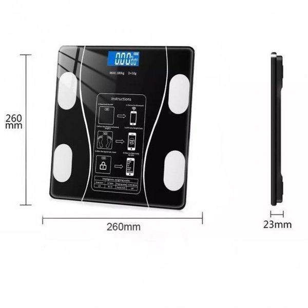 Умные напольные весы A-8003 с Bluetooth до 180 кг черные 3_01548 фото