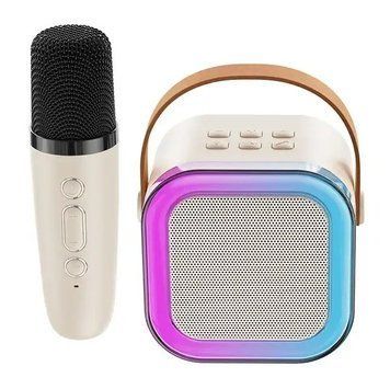 Портативна Bluetooth колонка K12 з мікрофоном для караоке 5W бежевий 3_05526 фото