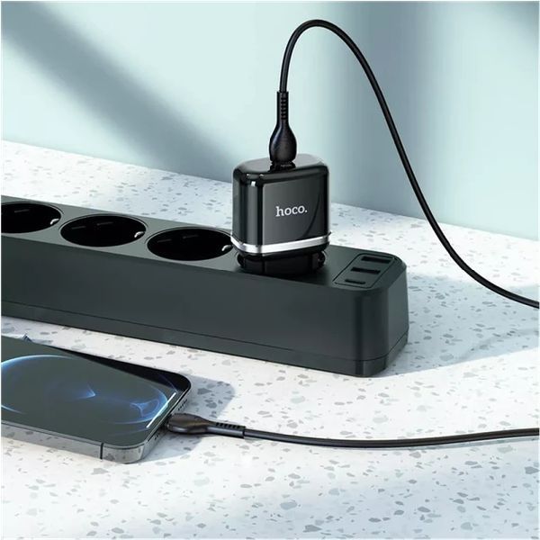 Зарядний пристрій Hoco N24 QC3.0 20W Type-C з Lightning кабелем Black 7_02681 фото