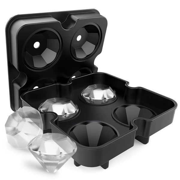 Силіконова форма для льоду CHOOFUN діамант 4 ячейки Black 3_07960 фото