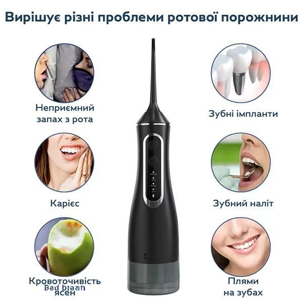 Портативный ирригатор RIAS TK-320 с USB Type-C 320 мл Black 3_07967 фото