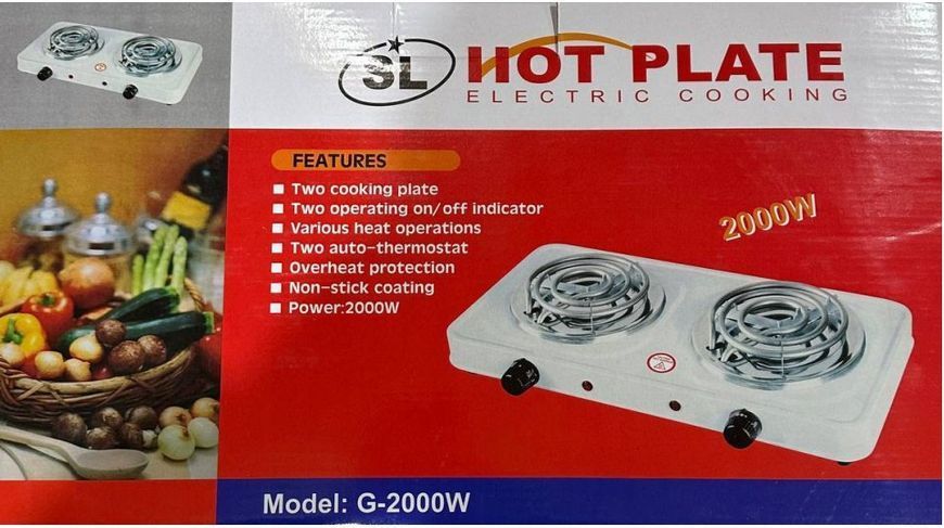 Настольная электроплита Hot Plate G-2000W с двумя конфорками 2000W White 7_03022 фото