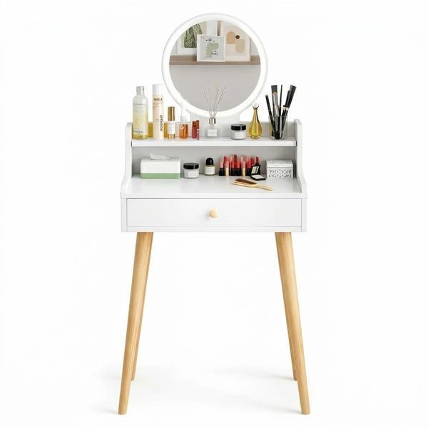 Стильный туалетный столик с зеркалом 50x40x120 см White 3_08178 фото