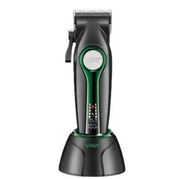 Машинка для стрижки VGR V-010 з LED-дисплеєм 6 насадок акумуляторна Green 3_06905 фото