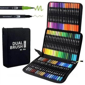 Набір маркерів для малювання Dual Brush Pens 80 шт у зручній сумці Водяні фарби 3_06057 фото