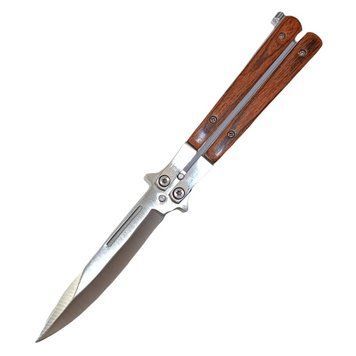 Ніж-метелик Balisong A229 з чохлом 22 см коричневе дерево 7_00639 фото