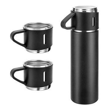 Набір Vacuum Flask Set: Термос із 3 чашками об'єм 0.5L Чорний 3_02997 фото