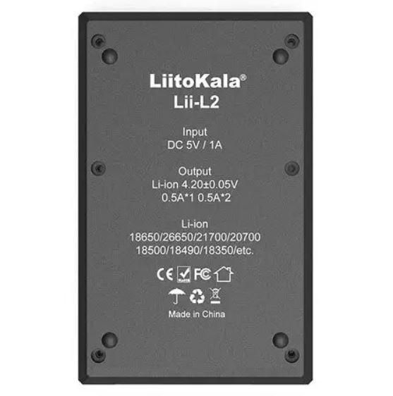 Зарядний пристрій LiitoKala Lii-L2 USB для 2 акумуляторів Li-Ion/LiFePO4/Ni-Mh Black 3_05241 фото