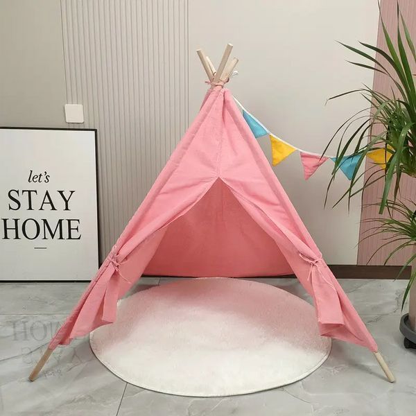 Игровая палатка для детей KRO-110 с деревянной основой 90x80x80 см Розовая 3_07159 фото