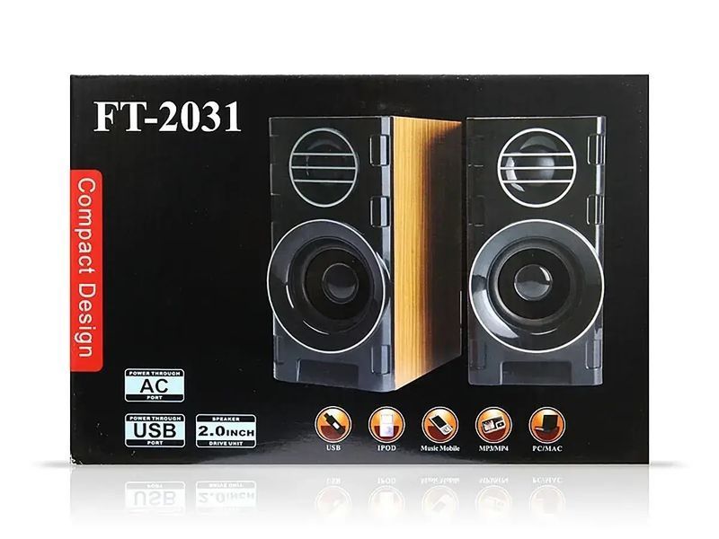 Компьютерные колонки F&T FT-2031 2.0 6W Brown-Black 3_05090 фото