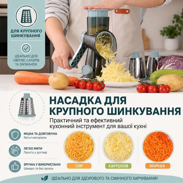 Роторна терка-овочерізка JT242 з вакуумною підставкою Blue 3_08650 фото