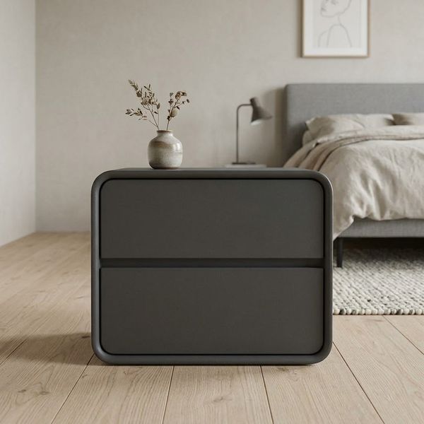 Маленькая прикроватная тумба с ящиками 40x40x47 см DarkGrey 3_08164 фото
