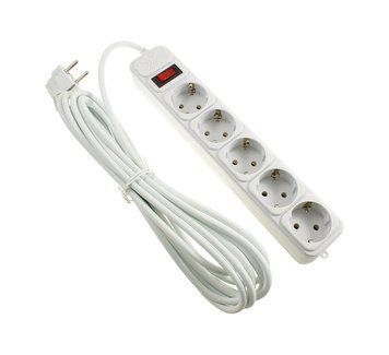 Подовжувач мережевого фільтра Maxxter 5 розеток 4.5 метра для дому White 7_02596 фото