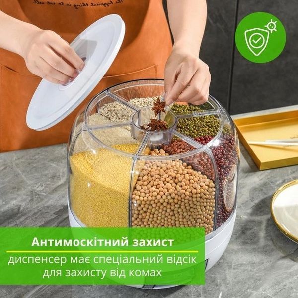 Диспенсер поворотный для хранения круп и сыпучих продуктов на 6 секций White 3_03863 фото