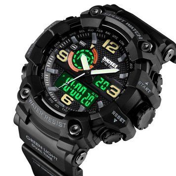 Мужские наручные часы Skmei 1520 с подсветкой водонепроницаемые 5 АТМ Black 7_02545 фото