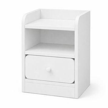Компактна прикроватна тумба з ящиком 40x30x50 см White 3_08167 фото