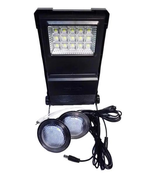 Система освітлення портативна GDTimes GD-07a 2 LED лампи + сонячна панель з прожектором 3000 мАг 3_03865 фото