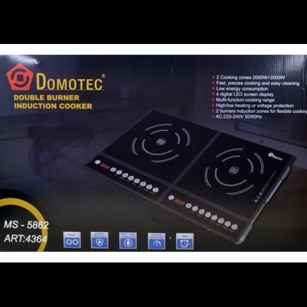 Плита индукционная Domotec MS-5862 настольная 2 конфорки 4000 Вт черная 2_009615 фото