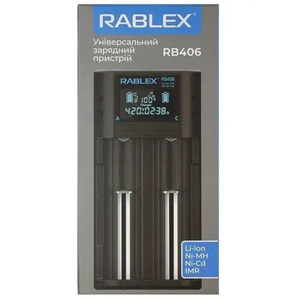 Зарядний пристрій Rablex RB406 для двох акумуляторів Li-Ion Ni-MH з екраном 7_01673 фото