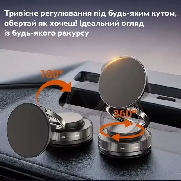 Магнітний автомобільний тримач для телефону RIAS T30 з поворотом 360&deg; Black 3_07493 фото
