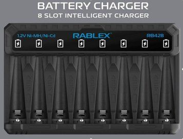 Зарядний пристрій для 8 акумуляторів Rablex RB428 Li-Ion/Ni-MH/Ni-Cd 1.2V USB 7_01674 фото