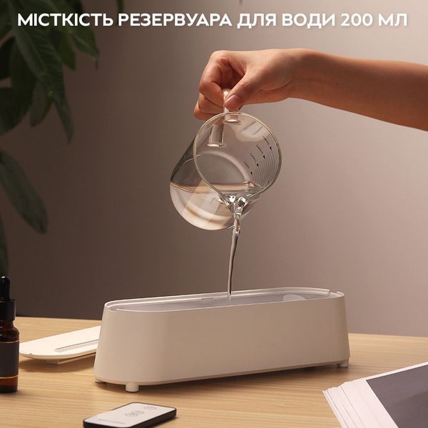 Арома-зволожувач повітря Flame Diffuser Humidifier з RGB та ефектом полум'я 200ml White 3_05208 фото