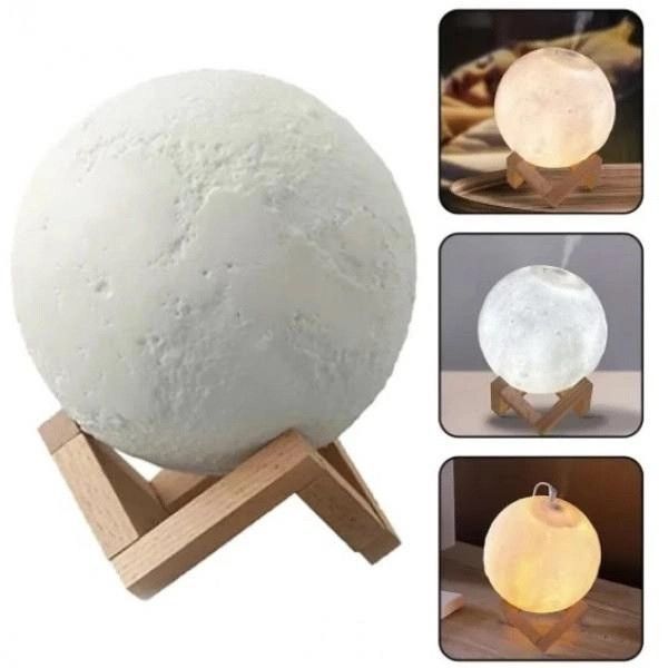 Зволожувач повітря-нічник Moon Lamp "Місяць" 13 см 6 кольорів 400mAh 880ml 3_05155 фото