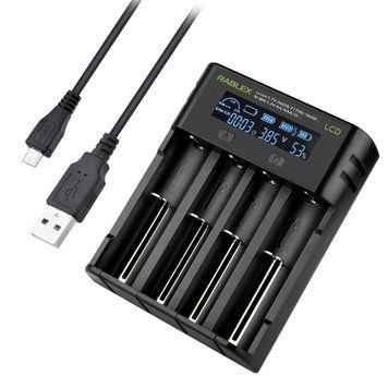 Зарядний пристрій Rablex RB405 для 4 акумуляторів з USB дисплеєм колір Black 7_01675 фото