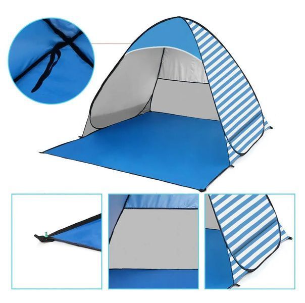 Пляжная палатка самораскладная с чехлом 170x145x115 см Stripe Blue 3_01025 фото