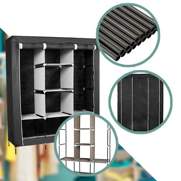Тканинна шафа RIAS 88130 для зберігання 175x130x45 Black 3_08446 фото