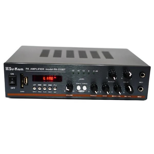 Усилитель звука Su-Kam PA-333BT Bluetooth+SD+USB с пультом 100W черный 3_05436 фото
