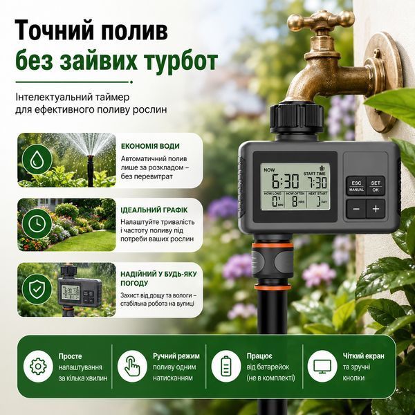 Таймер поливу SGW01 з LCD та затримкою дощу Black 3_08557 фото