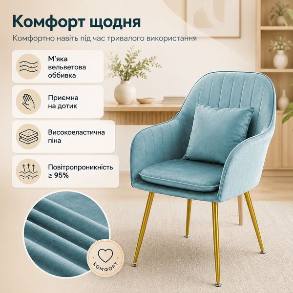 Набір стільців DSF-316 вельвет 2 шт Blue 3_08608 фото