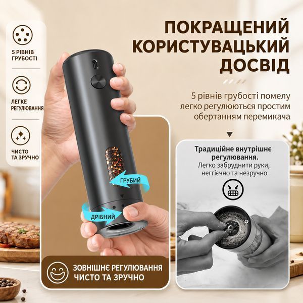 Электрические мельницы SP-110 с базой зарядки 110 мл 2 шт Black 3_08658 фото