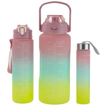 Набор спортивных бутылок 3 в 1 с разметкой 300ml/900ml/2000ml розовый 3_05423 фото