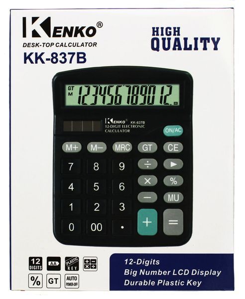 Настільний калькулятор Kenko KK-837B для зручного рахунку Чорний 7_02300 фото