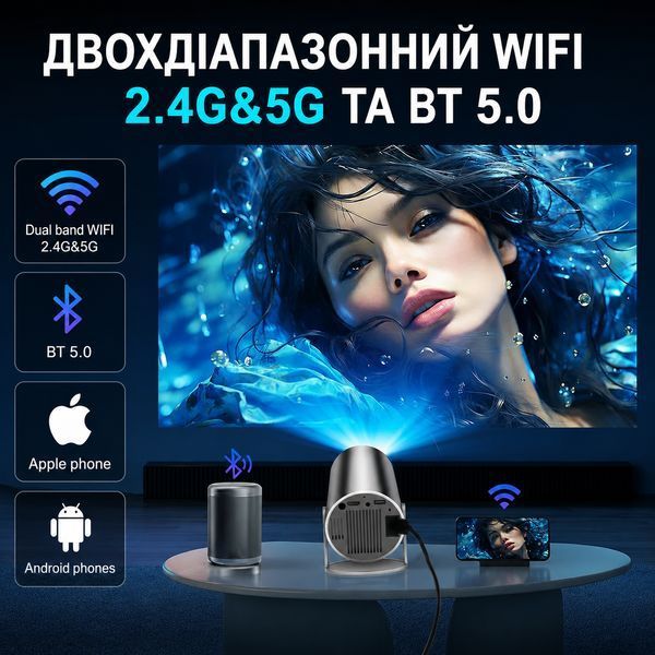 Міні-проектор HY300 Plus LED Android 11 Wi-Fi Bluetooth Black 3_08364 фото