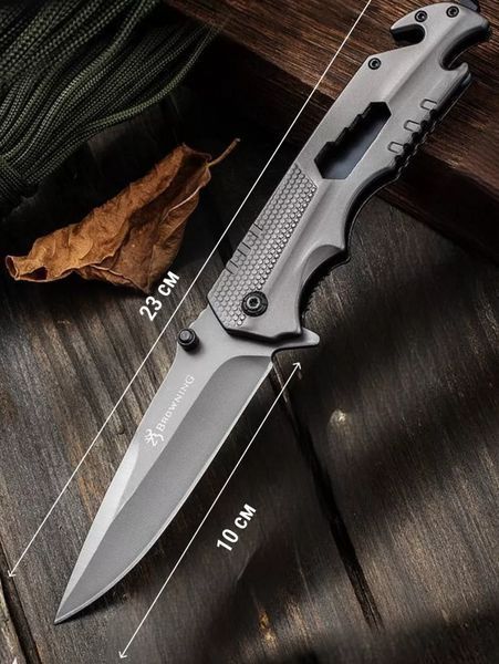 Нож складной Browning 461-2 с открывашкой и стеклобоем 23 см Серый 7_01989 фото