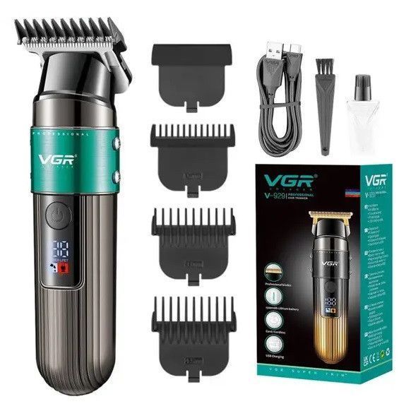 Ножевой триммер VGR V-929 для бороды и волос с LED экраном 5W Black 7_02364 фото