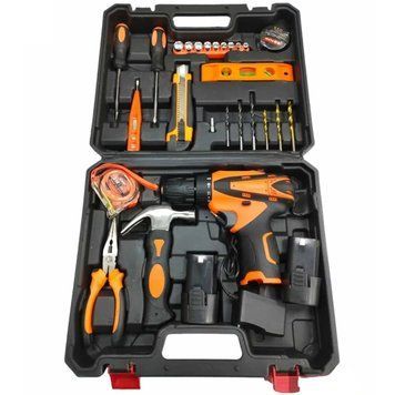 Аккумуляторный шуруповерт AT-CD1201 с инструментами 12V в кейсе Orange-Black 3_06248 фото