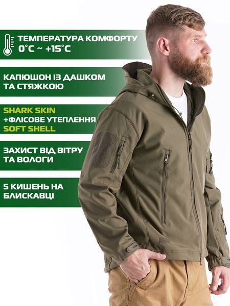 Чоловіча тактична куртка (зимова) Eagle JA-01 Soft Shell із флісом Олива L 3_03199 фото