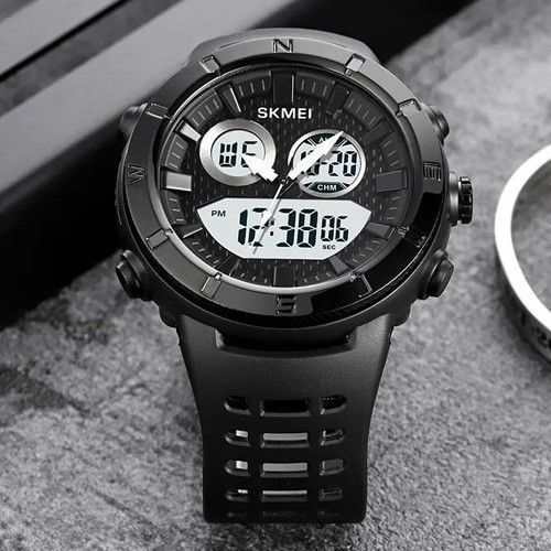 Мужские наручные часы Skmei 2014 с подсветкой водонепроницаемые Black-White 7_02236 фото