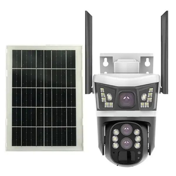 IP камера P10 Wi-Fi 4G 2 об'єктива 2MP+2MP вулична із сонячною панеллю біла 3_05773 фото