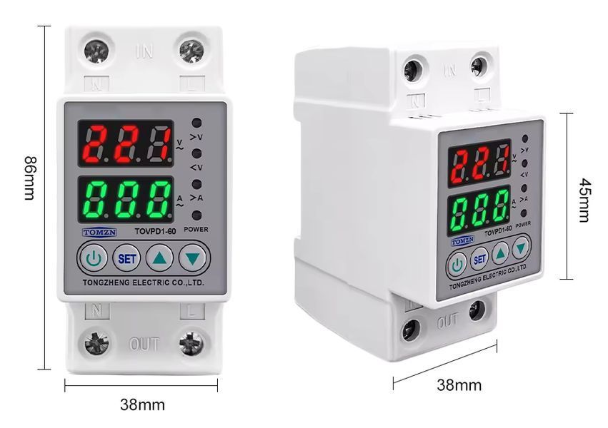 Цифровое реле защиты TOMZN TOVPD1-60 63A для DIN-рейки 230V 3_07990 фото