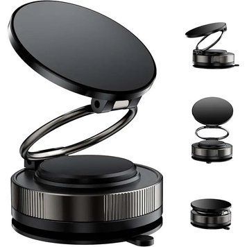 Автодержатель CCT28 магнитный с вакуумной присоской Black-Silver 3_08799 фото