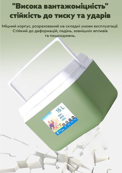 Термобокс OLI-10 с плотной крышкой и ручкой 10 литров Зеленый 3_06764 фото