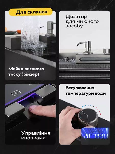 Кухонная раковина R-780 врезная 80x46см темно-графитовая с аксессуарами 3_05912 фото