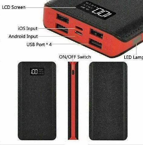 Портативный зарядный блок Universal 50000 mAh с дисплеем 4xUSB и Type-C Black 7_02659 фото