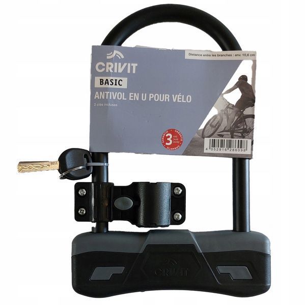 Велозамок Crivit BASIC 14 мм U-подібний з кріпленням Black 3_08270 фото