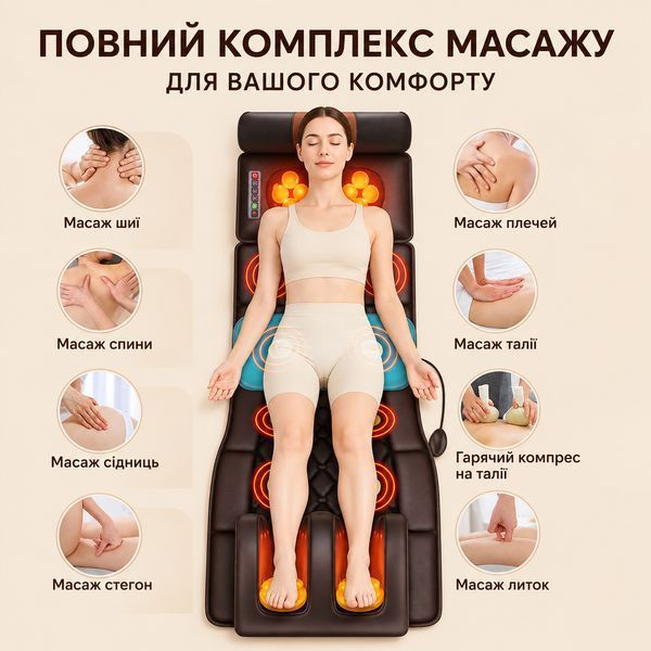 Массажный матрас CD-05 с подогревом и пультом Brown 3_08369 фото